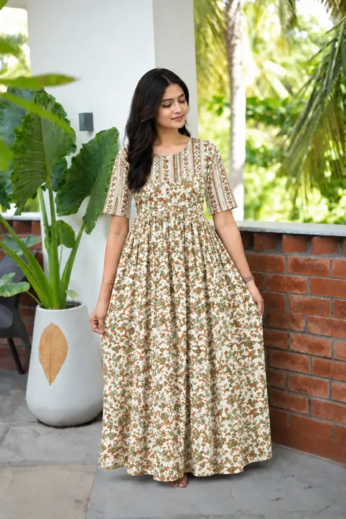 Rust Orange Floral Print.