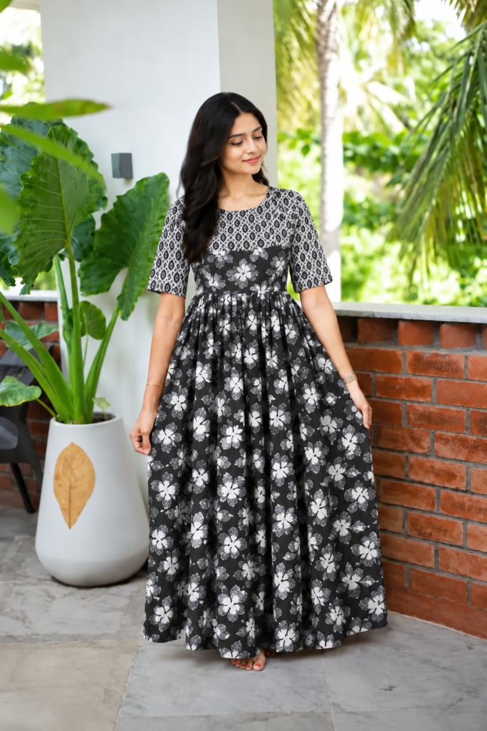Grey-White Floral Print